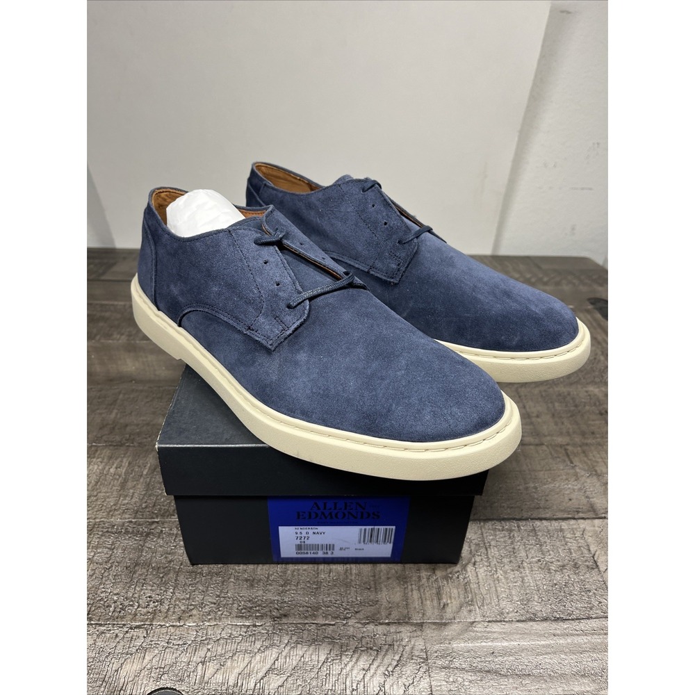 Allen Edmonds "HENDERSON" Men's LACE-UP Derby Sneakers 9.5 D Navy Blue Suede
